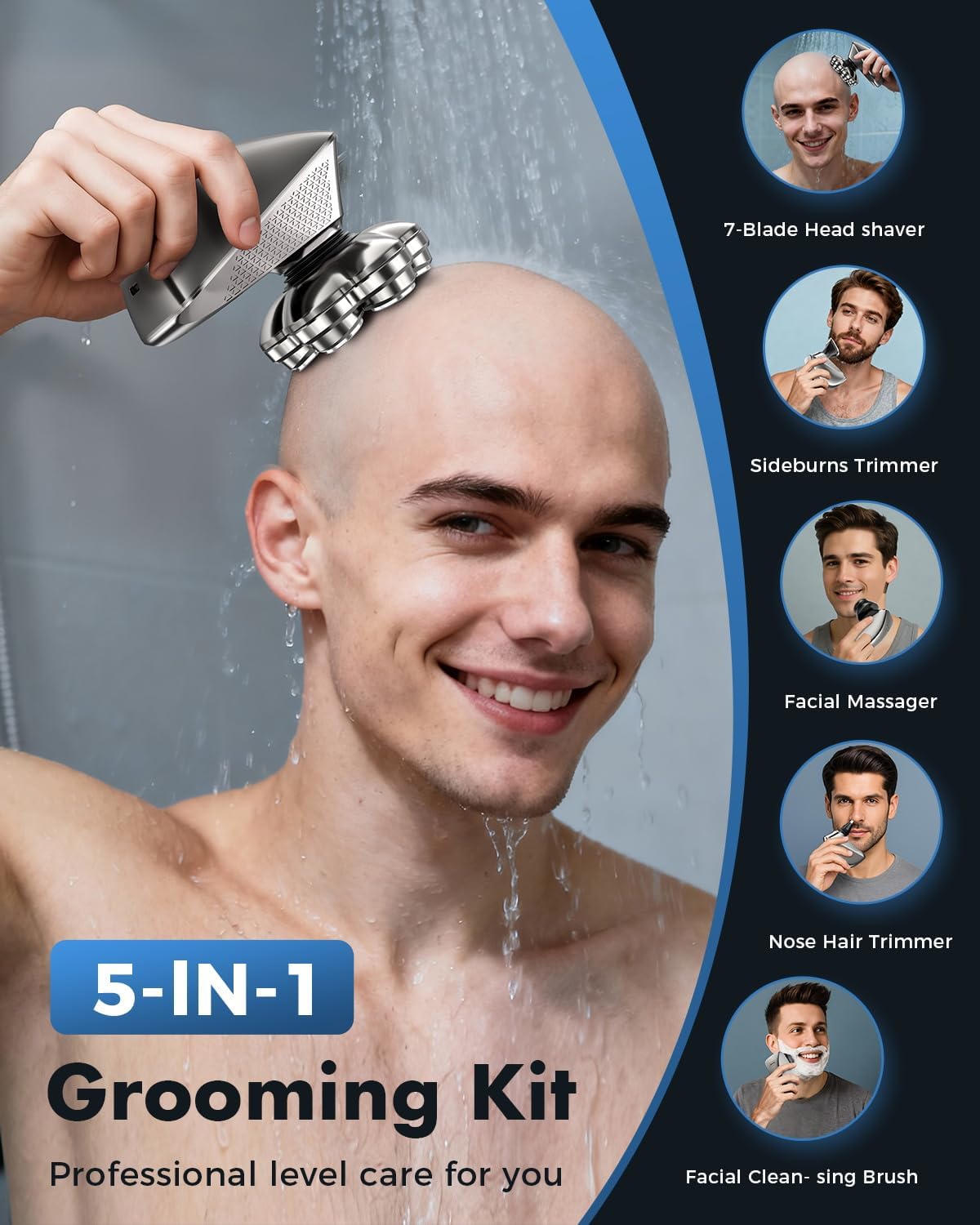 TEPOTZ Afeitadoras eléctricas de cabeza para hombres calvos, afeita...
