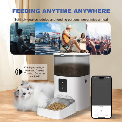 ANDOLL HOME Comedero automático para gatos de 2.4 G, dispensador de...