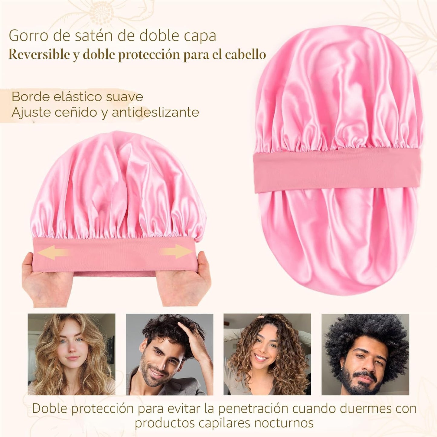 YANIBEST Gorro de seda para hombres y mujeres, gorro de satén de do...