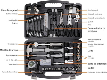 AmazonBasics Caja de herramientas de uso general para el hogar, 131...