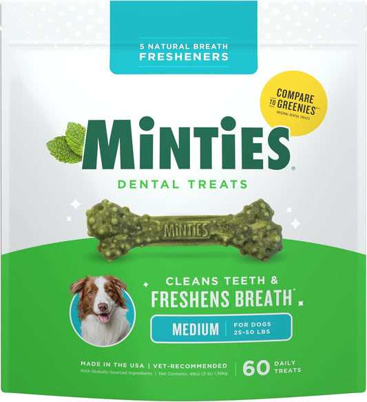 Minties - Masticables dentales para perros medianos, recomendados p...
