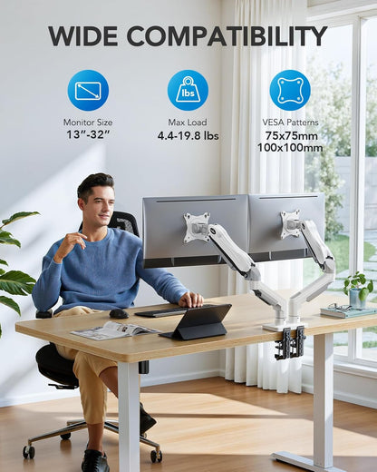 HUANUO Soporte para Monitor Dual - Soporte de Escritorio para Monit...