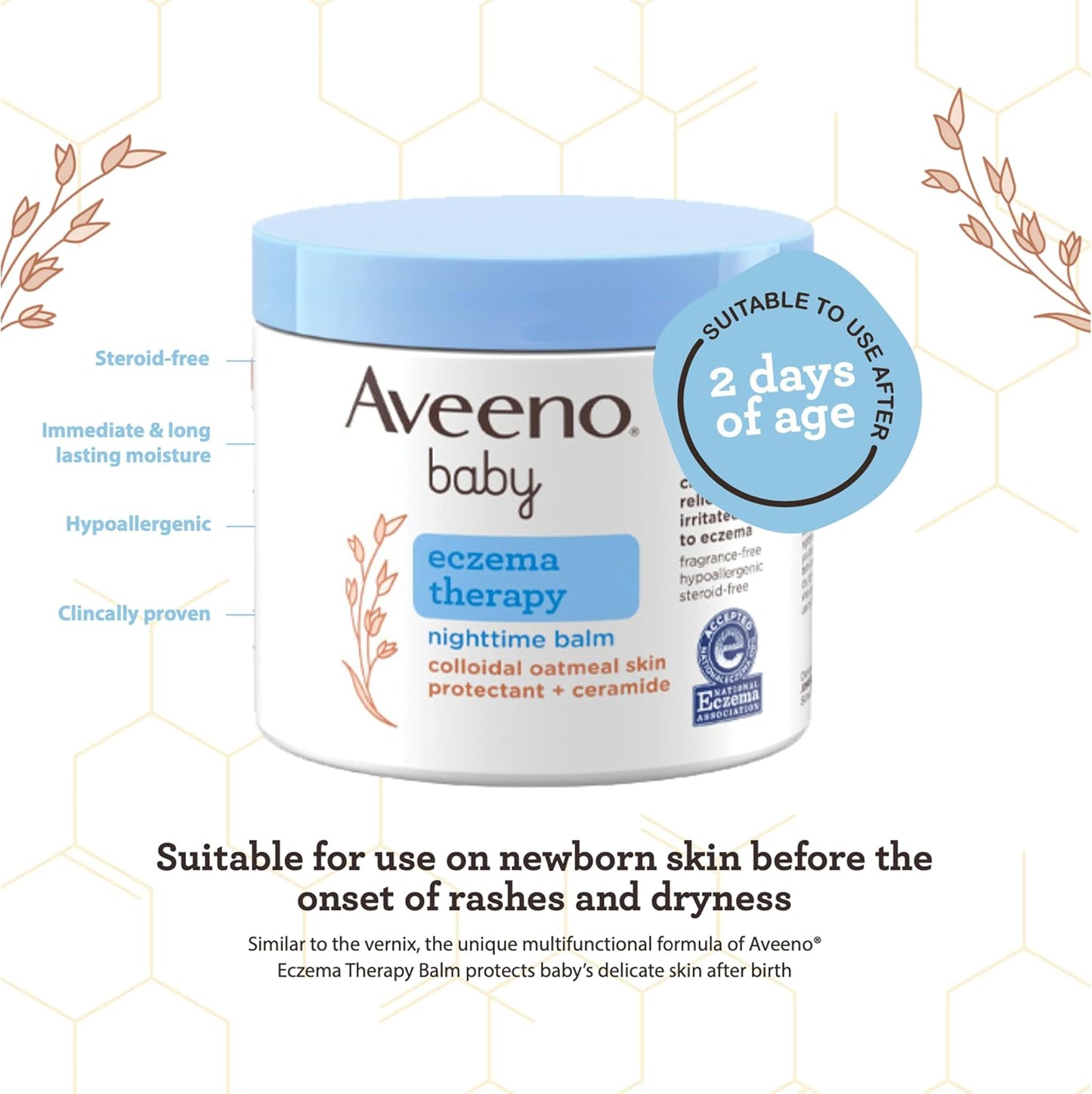 Aveeno Baby - Bálsamo corporal nocturno para tratamiento del eccema...