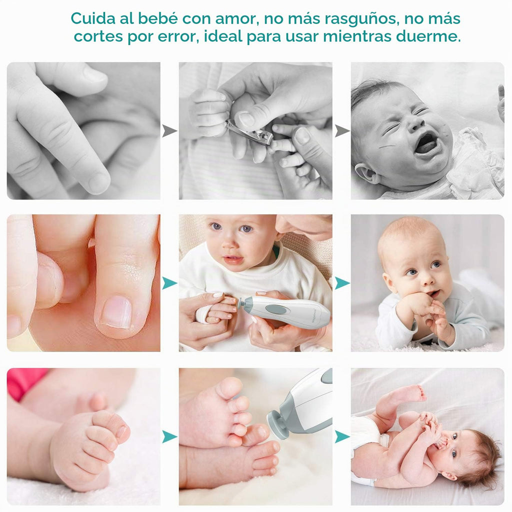 Cortador de uñas eléctrico para bebés con luz LED, 10 cabezales de...