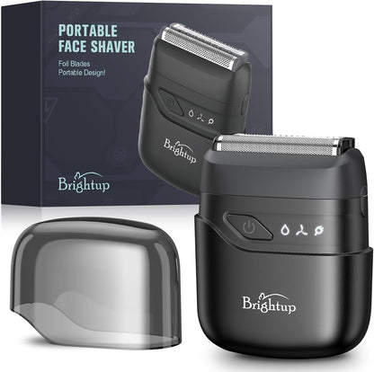 Brightup Afeitadoras eléctricas de aluminio para hombres, mini maquinilla de afeitar eléctrica para afeitarse la cara, afeitadora compacta de viaje con cuchillas flotantes, maquinilla de afeitar impermeable en húmedo y seco recargable por USB C