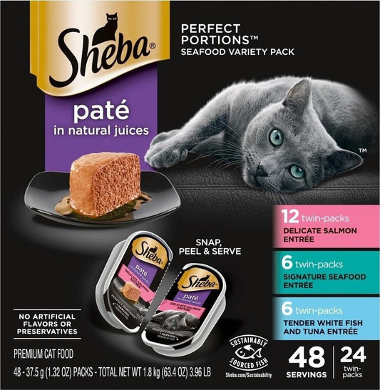 SHEBA - Paquete variado de paté húmedo para gatos, mariscos exclusi...