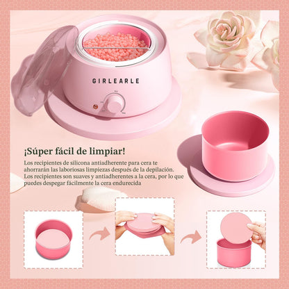 Kit de depilación para mujeres y hombres, GIRLEARLE calentador de c...