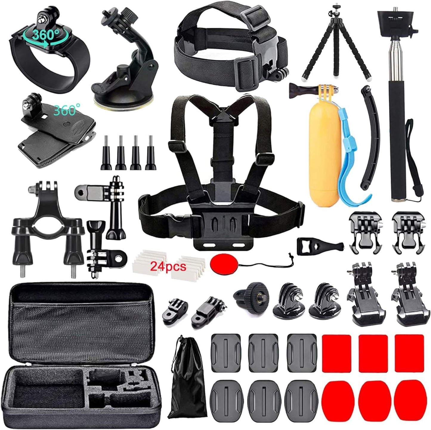 Kit de accesorios para cámara 60 en 1 compatible con GoPro Hero 13 12 11 10 9 8 7 6 /Session 5/Hero 4/3+/3/2/1, Insta360, DJI Osmo Action, AKASO, APEMAN, Campark, SJCAM