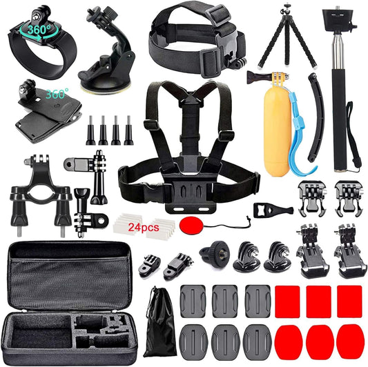 Kit de accesorios para cámara 60 en 1 compatible con GoPro Hero 13 12 11 10 9 8 7 6 /Session 5/Hero 4/3+/3/2/1, Insta360, DJI Osmo Action, AKASO, APEMAN, Campark, SJCAM