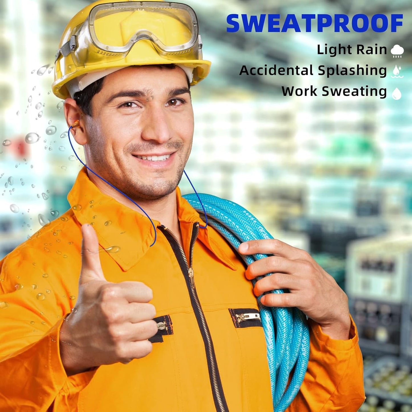 Tapones para los Oídos Auriculares Bluetooth para el Trabajo, Auriculares Inalámbricos con Banda para el Cuello, Reducción de Ruido Auriculares Intrauriculares con Micrófono y Controles