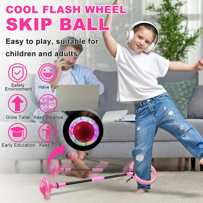 Hewog Skip Ball, pelota giratoria portátil plegable colorida con ru...