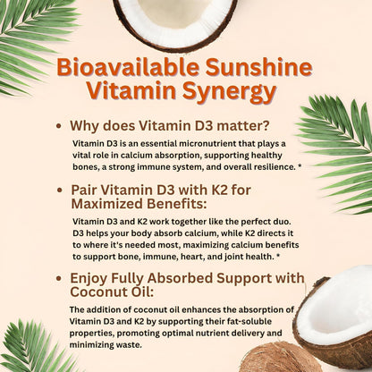 Micro Ingredients Vitamina D3 10,000 UI + K2 MK-7 200 mcg, 300 cáps...