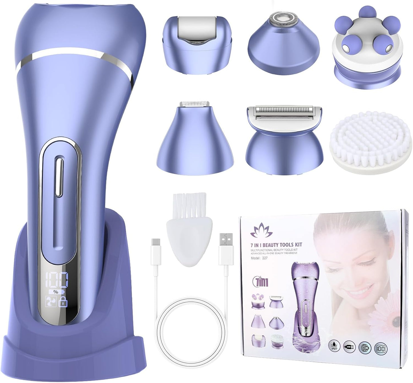 Qreeyx Depiladora para mujer, depilación 7 en 1 para mujeres, afeit...