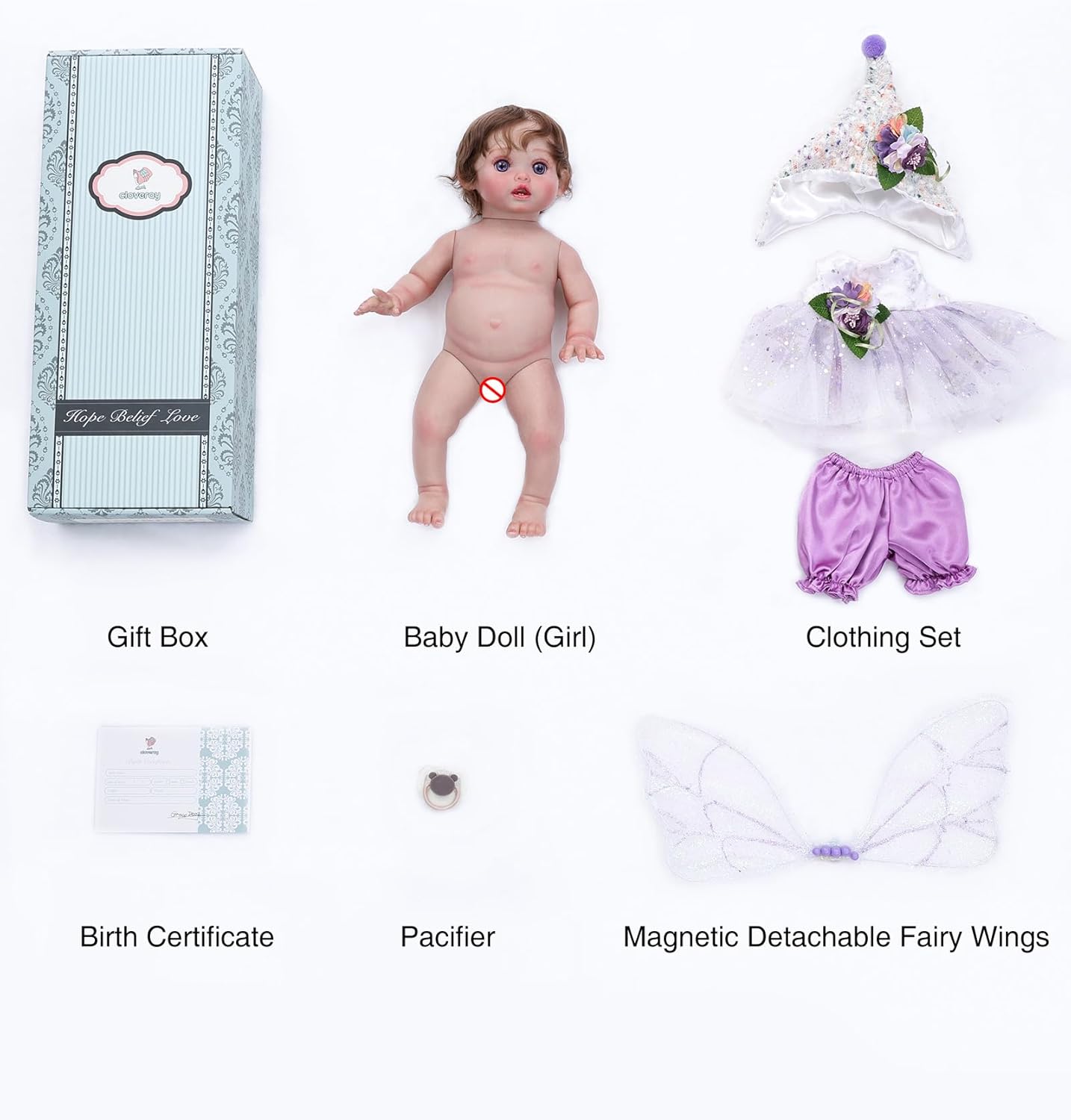 Cloveray Muñeca de bebé, muñecas de bebé Reborn de 18 pulgadas \u20...