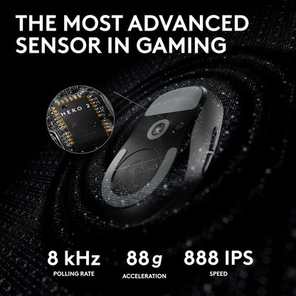 Logitech G PRO X Superlight 2 Ratón inalámbrico para juegos, 60g Pro-Grade con 5 botones programables, sensor 44k DPI, tasa de reporte de 8kHz, carga USB-C para PC/Mac - Negro