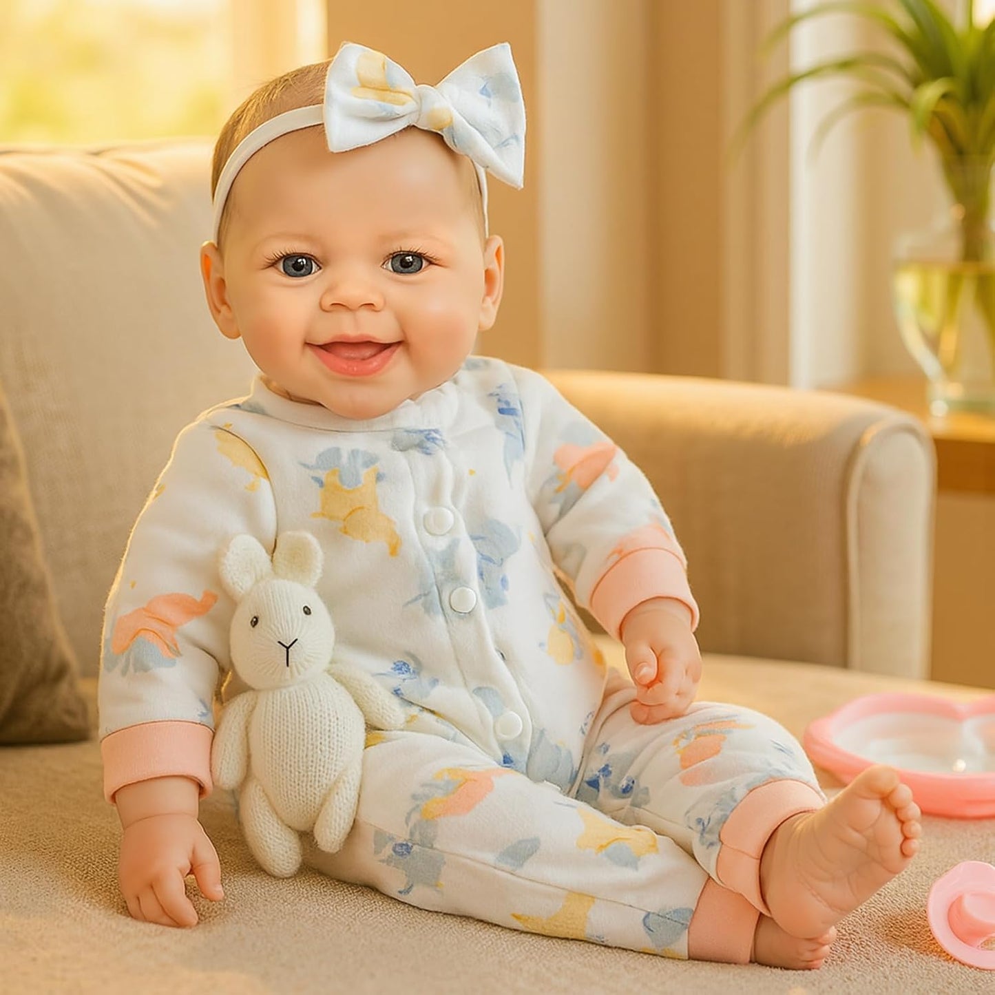 SCOM Muñeca de bebé niña, muñeca de cuerpo suave realista de 18 pul...