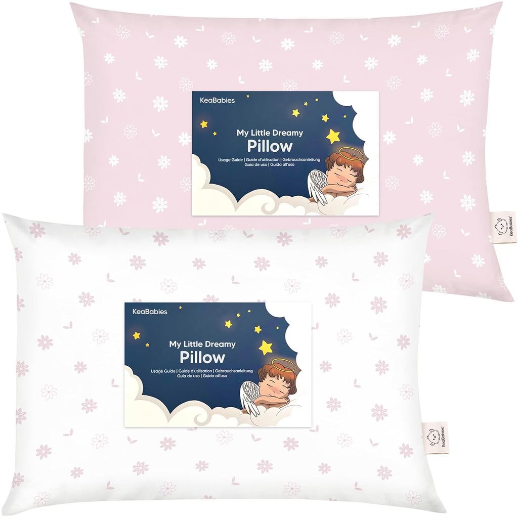 KeaBabies Paquete de 2 Almohadas para niños pequeños de 13 x 18 pul...