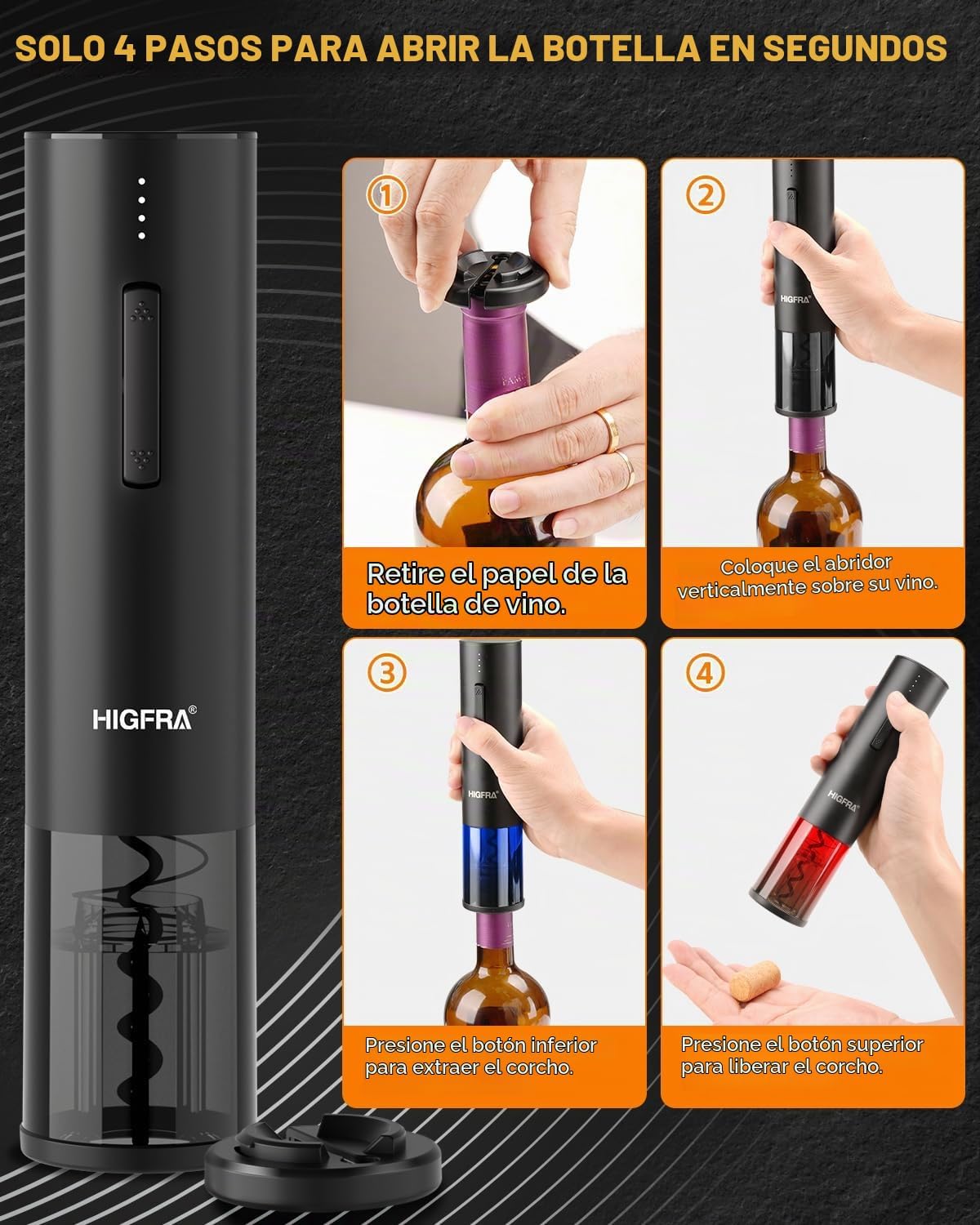 Juego de abridor de vino eléctrico recargable para el Día del Padre...