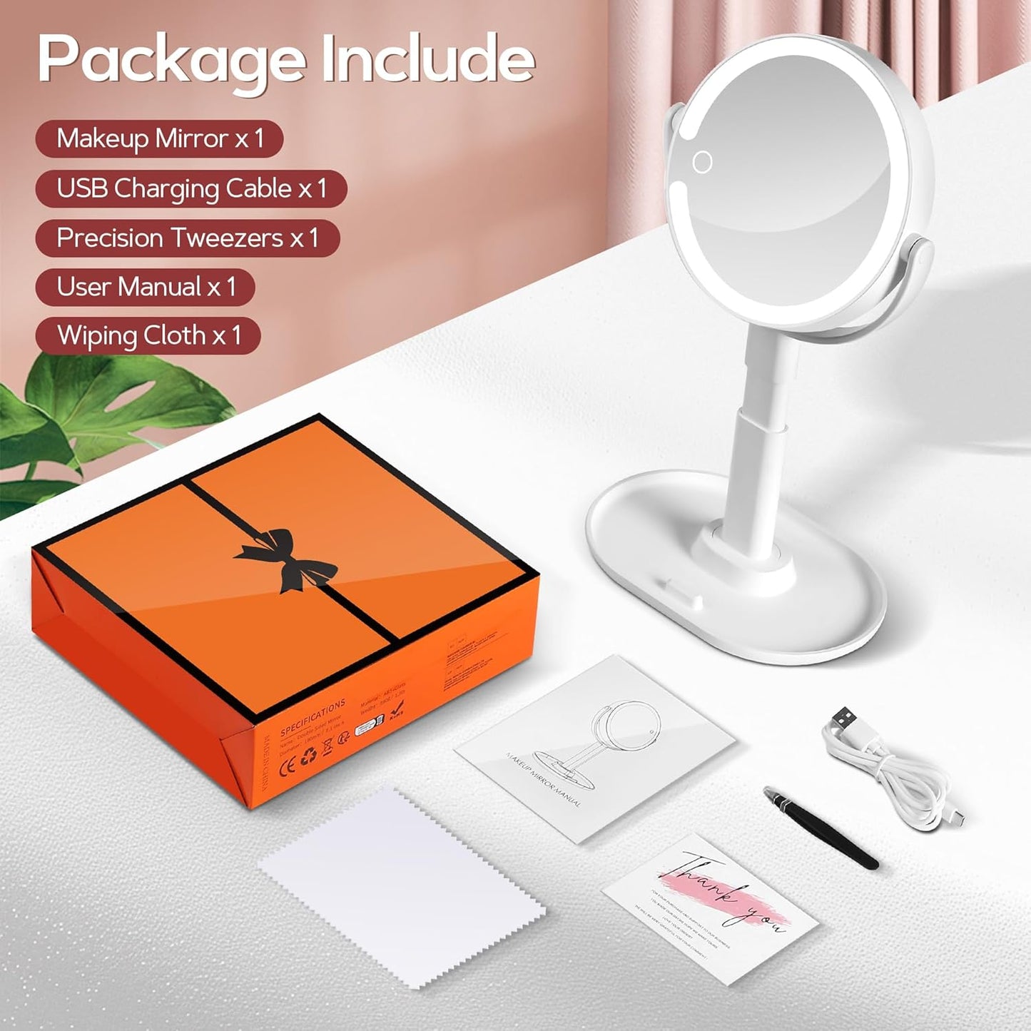 B Beauty Planet Espejo de maquillaje con luces, espejo de aumento i...