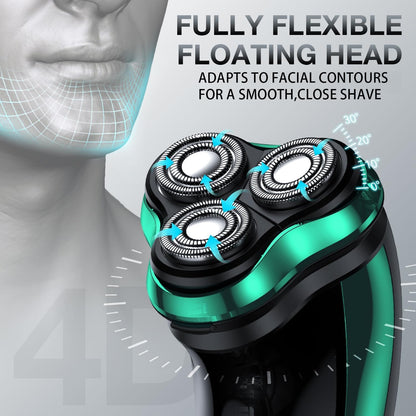 Maquinilla de afeitar eléctrica para hombres, afeitadora recargable con soporte de carga, afeitadora inalámbrica impermeable en seco y húmedo con recortadora emergente (verde)