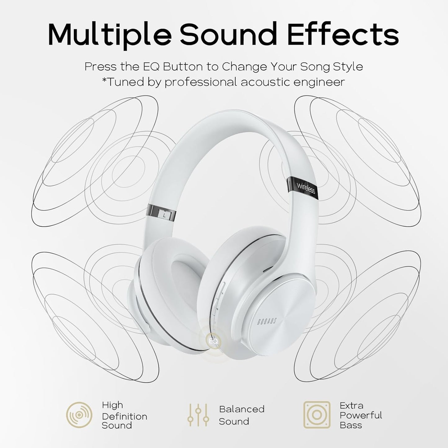 DOQAUS Auriculares Bluetooth sobre la oreja, tiempo de reproducción...