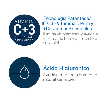 CeraVe Suero de Vitamina C con Ácido Hialurónico, Suero Iluminador...