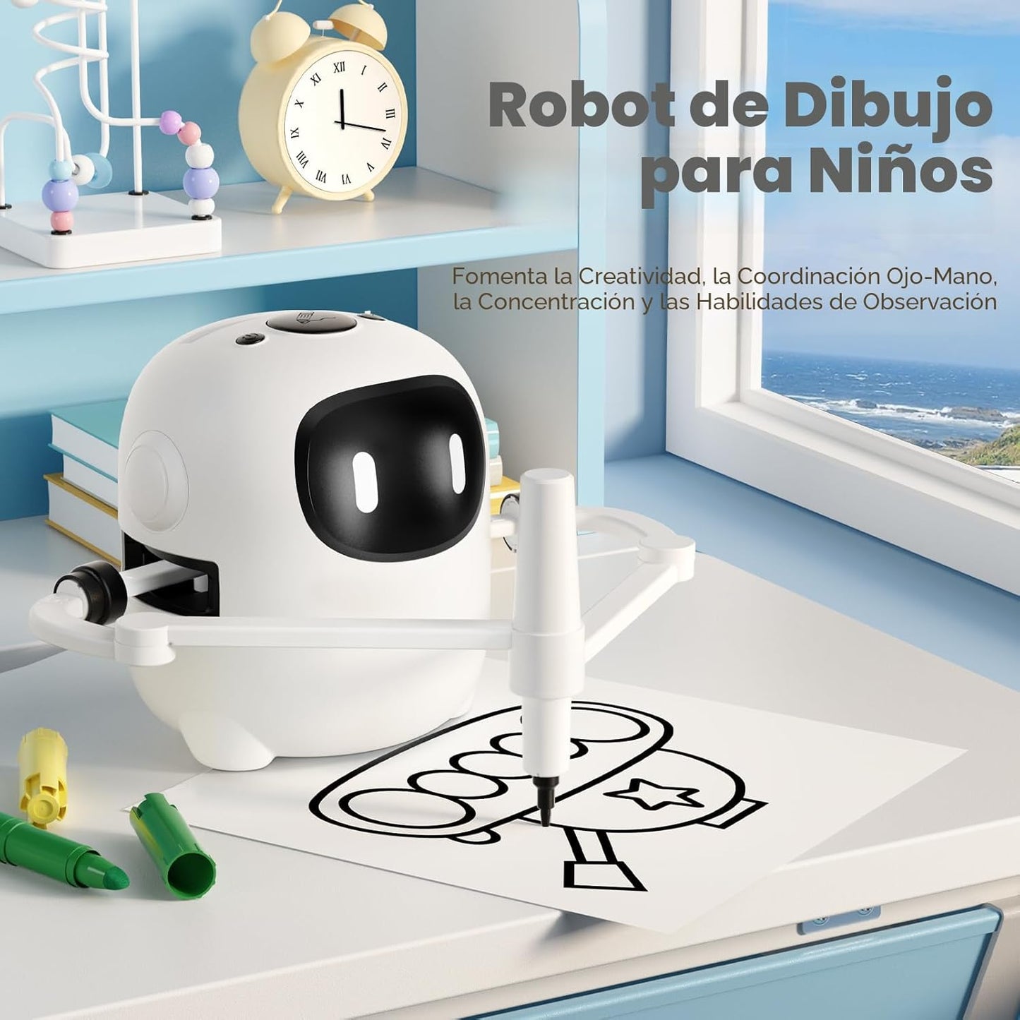 RIVGOT Robot de dibujo para niños con 150 tarjetas, máquina de dibu...