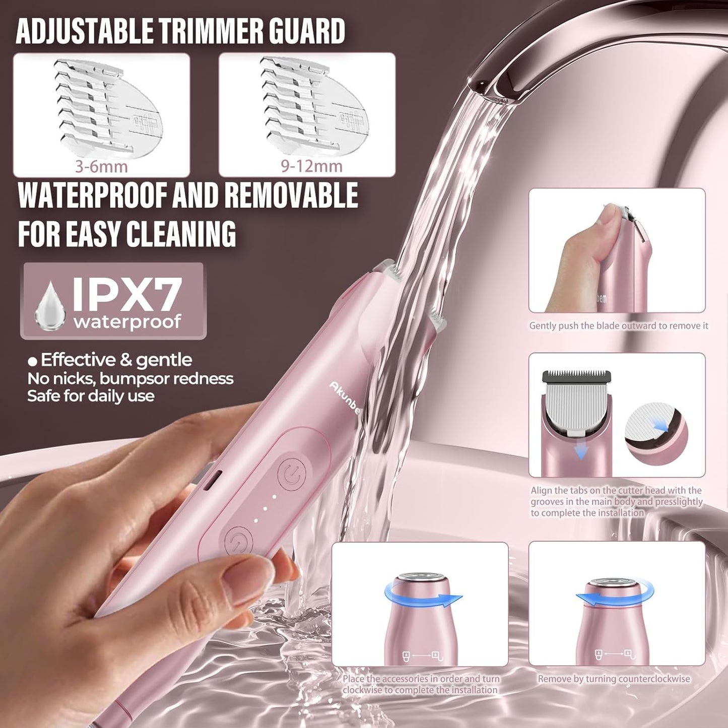 Akunbem Recortadora de bikini para mujer, maquinillas de afeitar el...