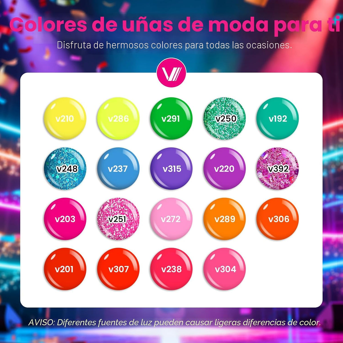 VANREESA - Juego de 24 esmaltes de uñas de gel de neón, colores bri...