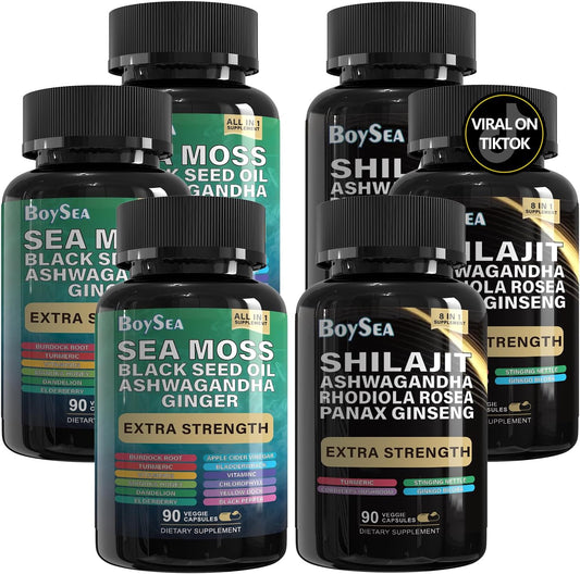 Boysea. Paquete de Shilajit y Musgo Marino - 90 unidades - Musgo ma...