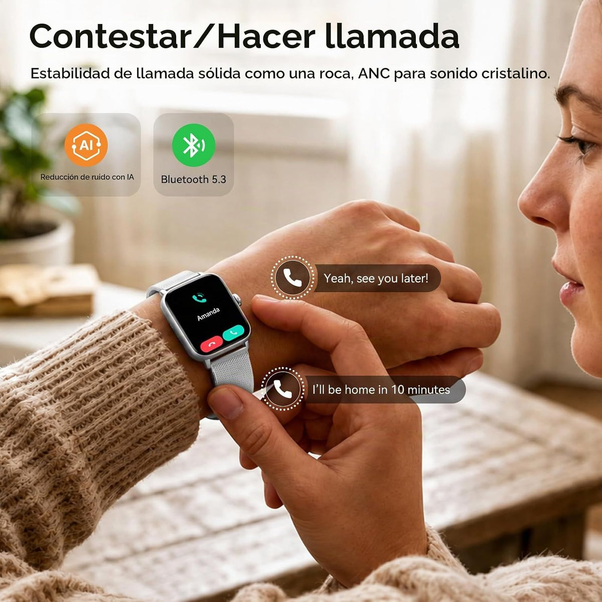 Tensky Reloj inteligente para mujer, 1.85 pulgadas HD AMOLED Fitnes...