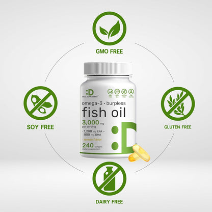 DEAL SUPPLEMENT Suplementos de Aceite de Pescado Omega 3, 3,000mg p...