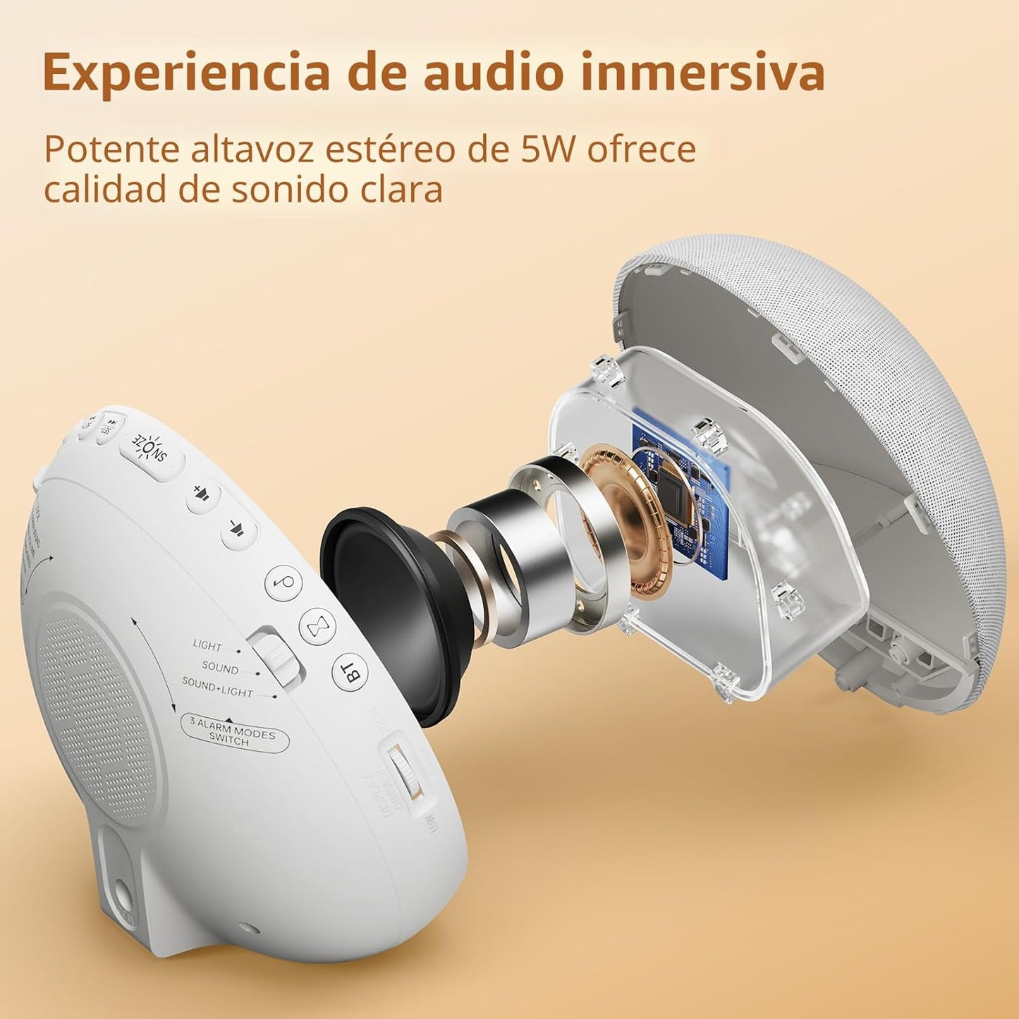 Reloj despertador Sunrise Máquina de ruido blanco: luz natural de d...