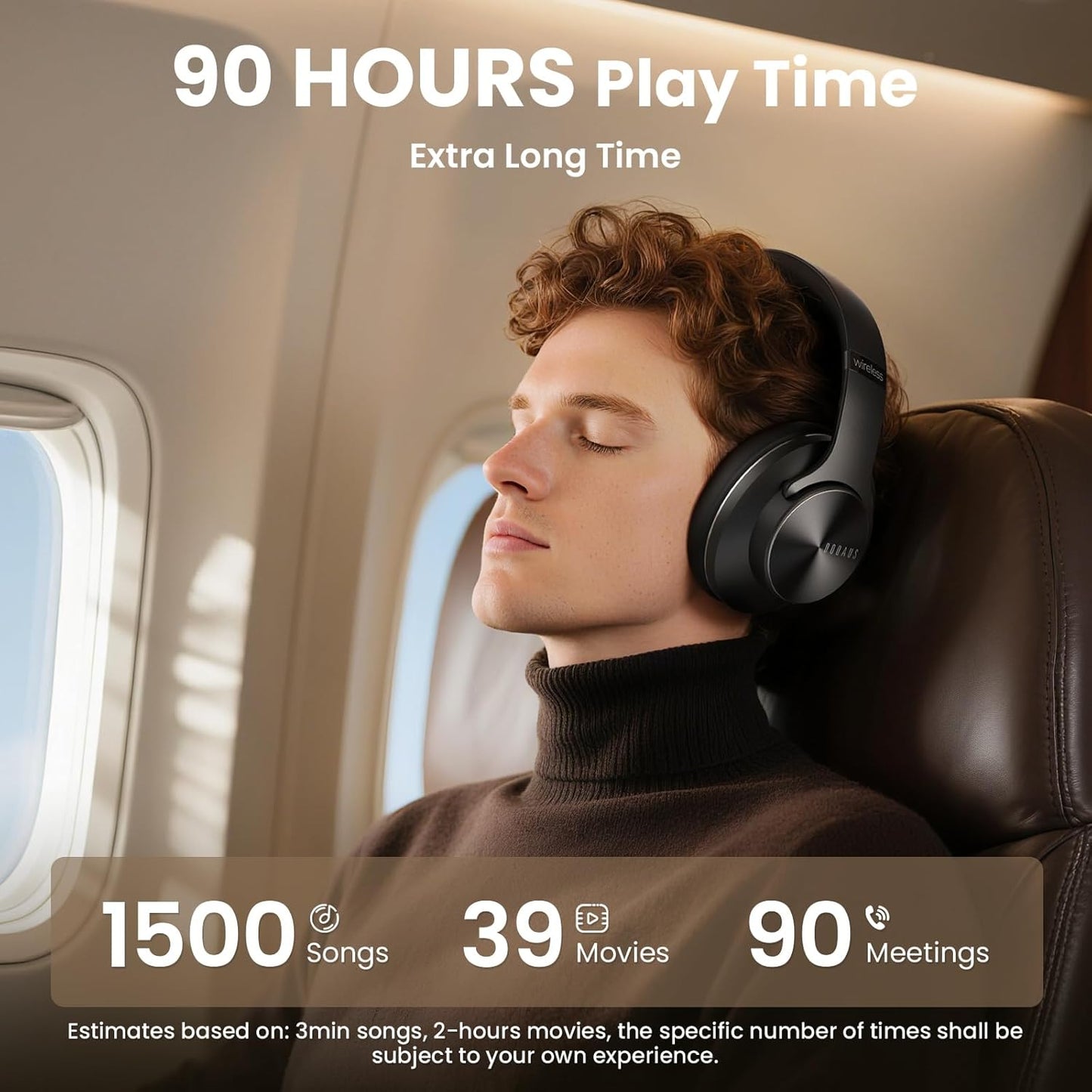 DOQAUS Auriculares Bluetooth sobre la oreja, auriculares inalámbric...