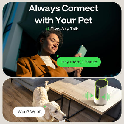 TKENPRO Cámara para mascotas Ultra HD de 5 MP, cámara para perros c...