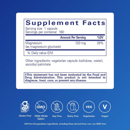 Pure Encapsulations Magnesio (glicinato) - Suplemento para apoyar e...