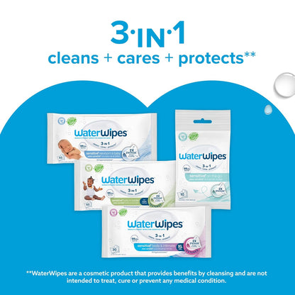 WaterWipes Sensitive+ Toallitas para Recién Nacidos y Bebés, 3 en 1...