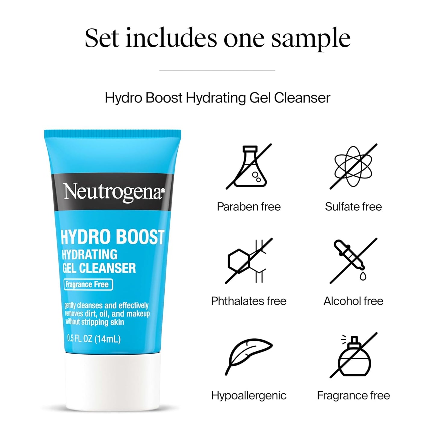 Neutrogena Hydro Boost Gel de Agua, Hidratante Facial con Ácido Hialurónico para Piel Normal a Grasa, Hidratante Facial, 1.7 onzas líquidas + Hidratante Facial Hydro Boost de Tamaño de Prueba, 0.5