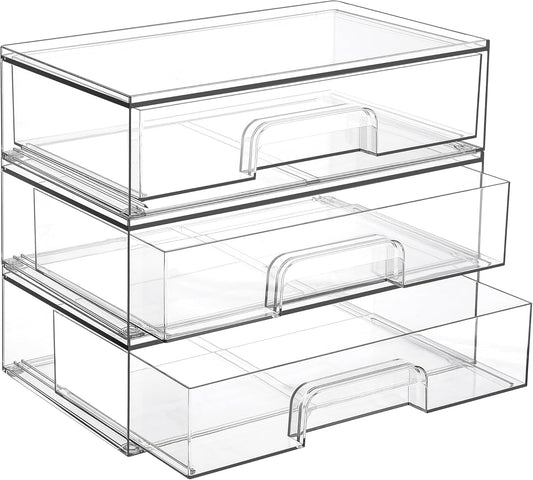 Vtopmart Cajones de almacenamiento apilables transparentes de 12.1...