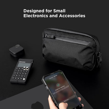 ALPAKA Elements Tech Case Mini - Organizador compacto para electrónicos, bolsa pequeña para cargadores y auriculares, bolsa para teléfono, funda de accesorios de viaje, correa cruzada, negro X-Pac