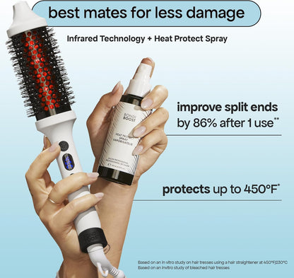 BONDIBOOST Cepillo térmico infrarrojo, cepillo redondo térmico térmico térmico para cabello suave y brillante, peinado seco para volumen instantáneo, menos rotura del cabello + minimiza los enganches