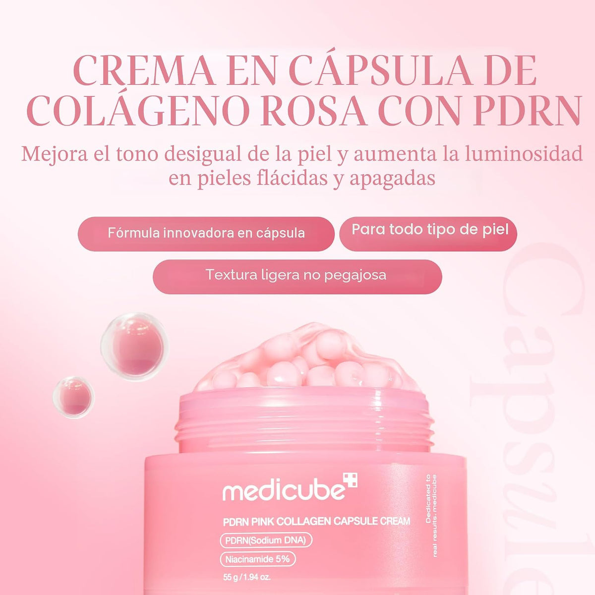 medicube Crema Cápsula con Salmón DNA PDRN Colágeno Rosa | Crema li...