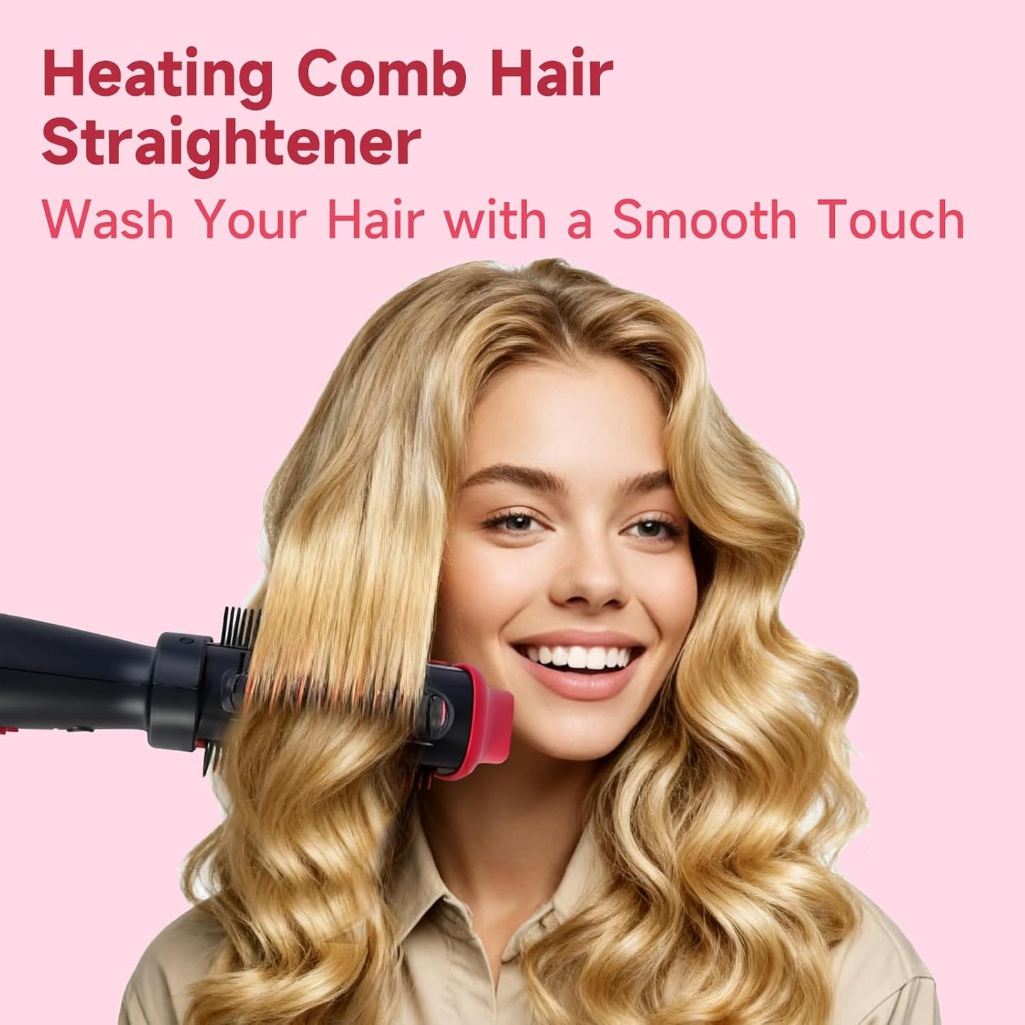 Peine con calefacción y cepillo secador 4 en 1, cepillo alisador de pelo, doble modo para secar, alisar, rizar y dar volumen a todo tipo de cabello, tecnología iónica de cerámica