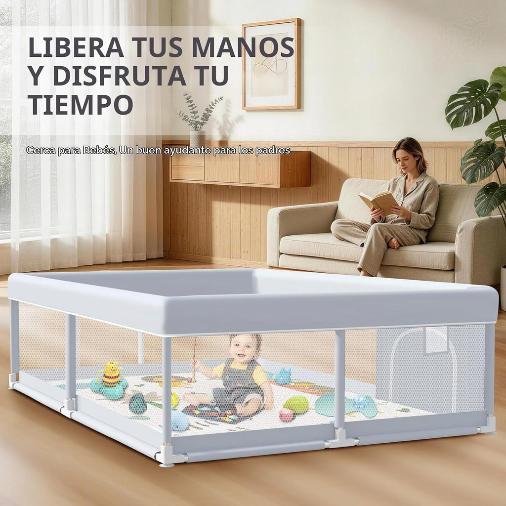 XVISHX Corralito para bebés con alfombra, corralito de juego de 65...