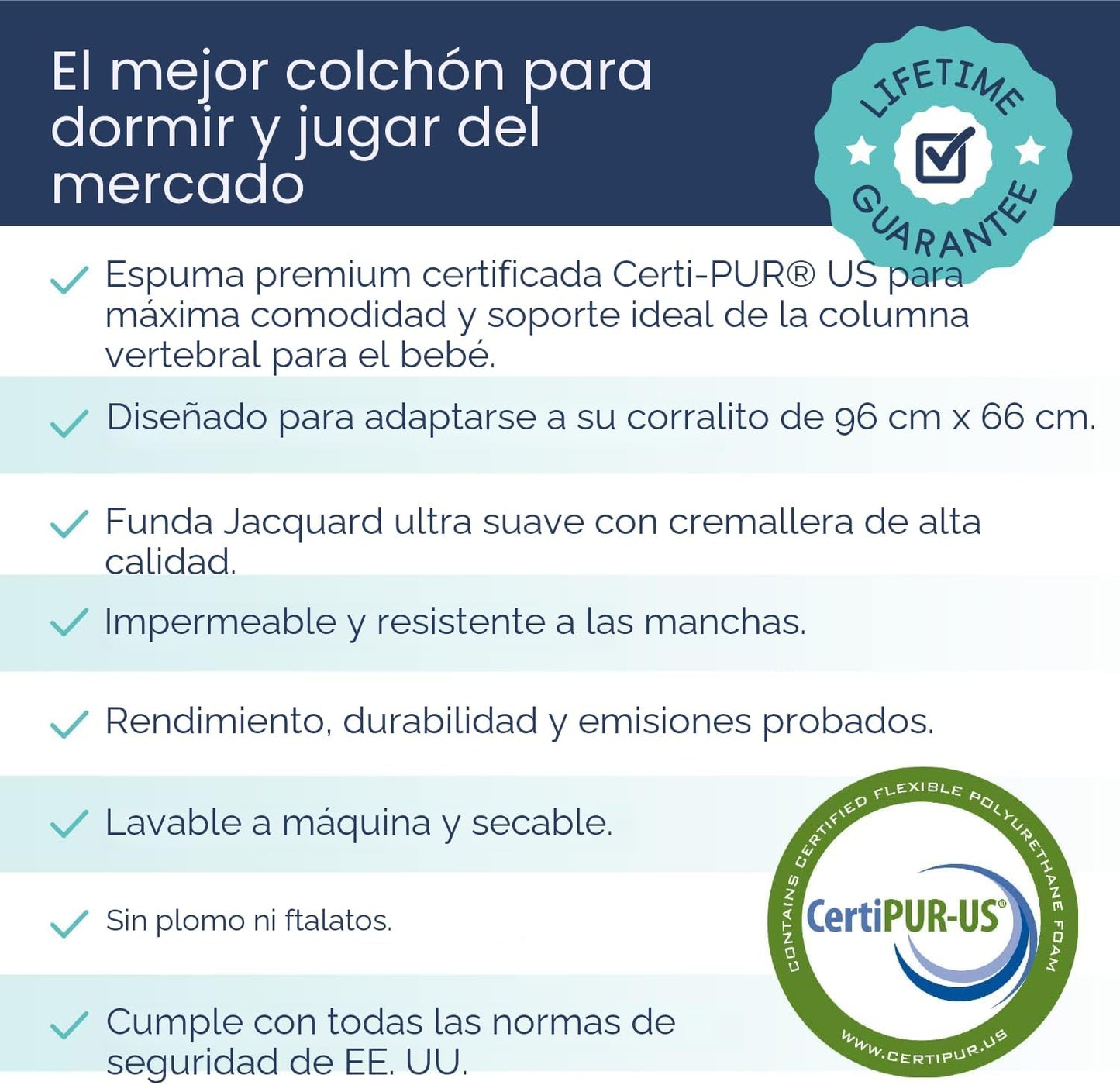 hiccapop Pack and Play - Cubrecolchón (38 x 26 x 1.25 pulgadas), al...