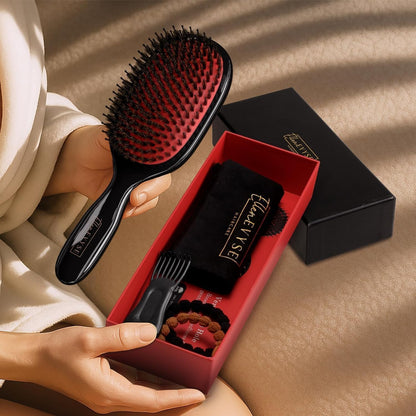 Cepillo de cerdas de jabalí, pines de nylon suaves y cerdas de jabalí para alisar, desenredar, cerdas suaves que reducen la rotura y mejoran el brillo, cepillo para mujeres, hombres