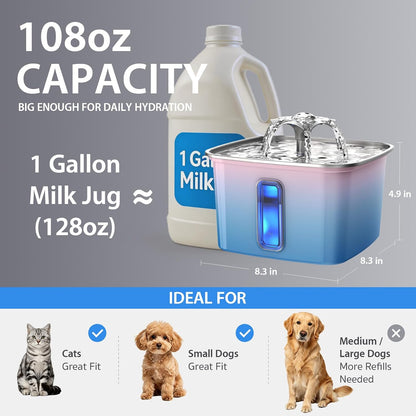 Fuente de agua para gatos de acero inoxidable, ganadora del premio...