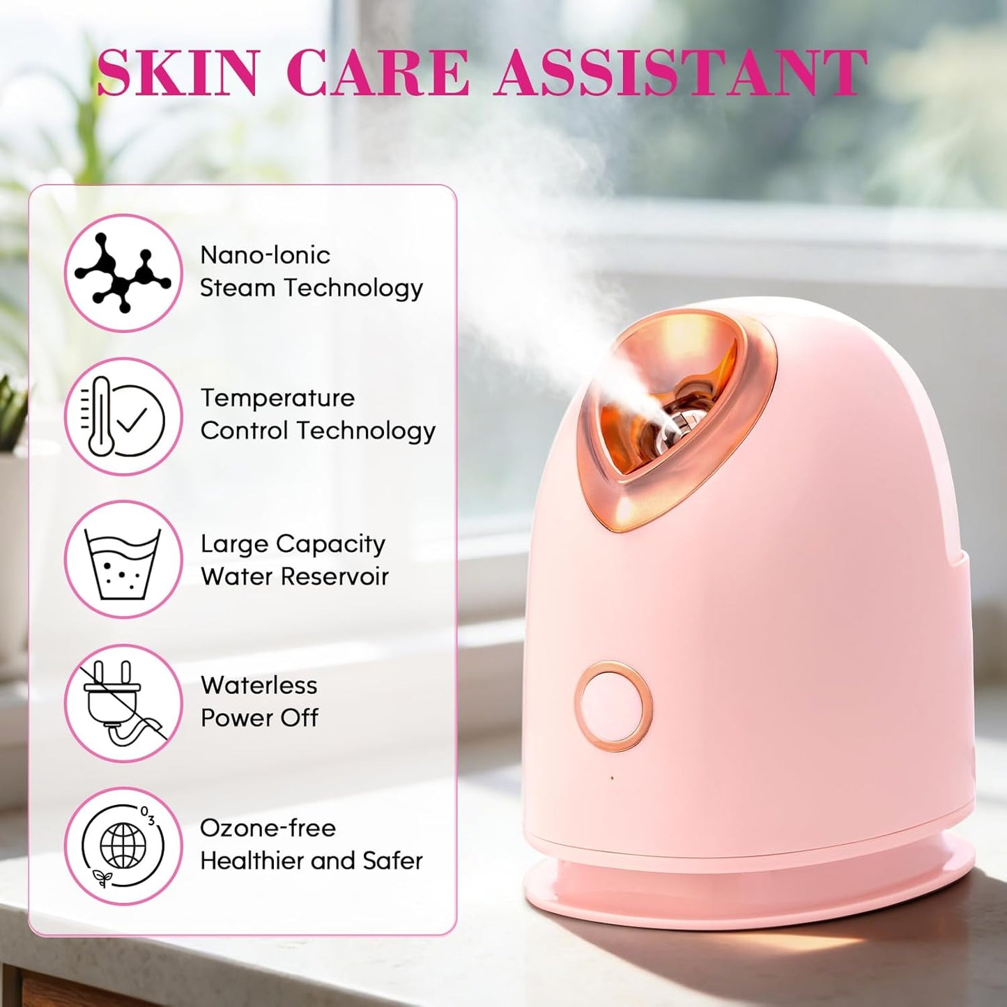Kit de vapor facial con 17 herramientas para el cuidado de la piel, vaporizador facial nano iónico para limpieza profunda, desobstruye los poros, humidificador de vapor cálido para cara, sauna en casa, spa, regalos de cuidado personal para mujeres