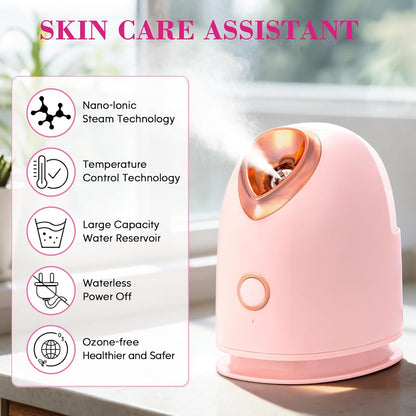 Kit de vapor facial con 17 herramientas para el cuidado de la piel, vaporizador facial nano iónico para limpieza profunda, desobstruye los poros, humidificador de vapor cálido para cara, sauna en casa, spa, regalos de cuidado personal para mujeres