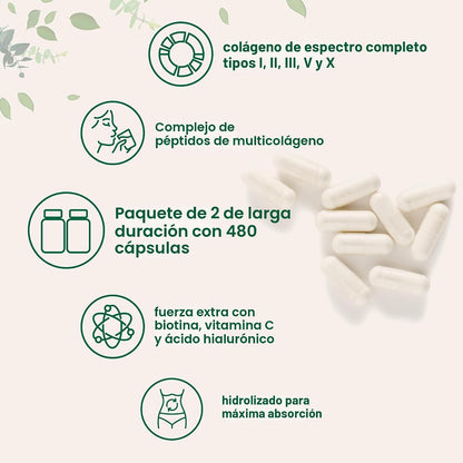 Micro Ingredients Paquete de 2 píldoras de colágeno múltiple para m...